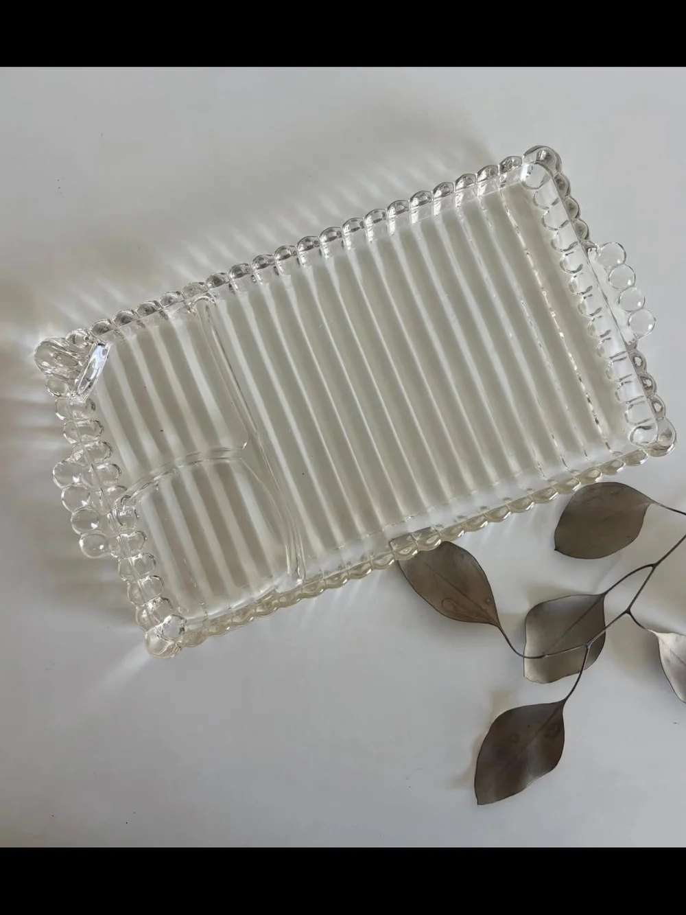 Vintage Ball And Rib Glass Tray
